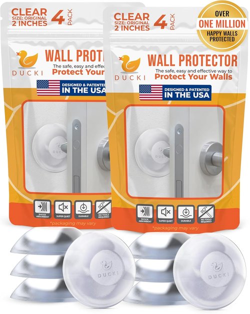 Ducki Door Wall Bumper Protector - Self-Adhesive Shield to Prevent Damage & Noise | 8 Pack Clear