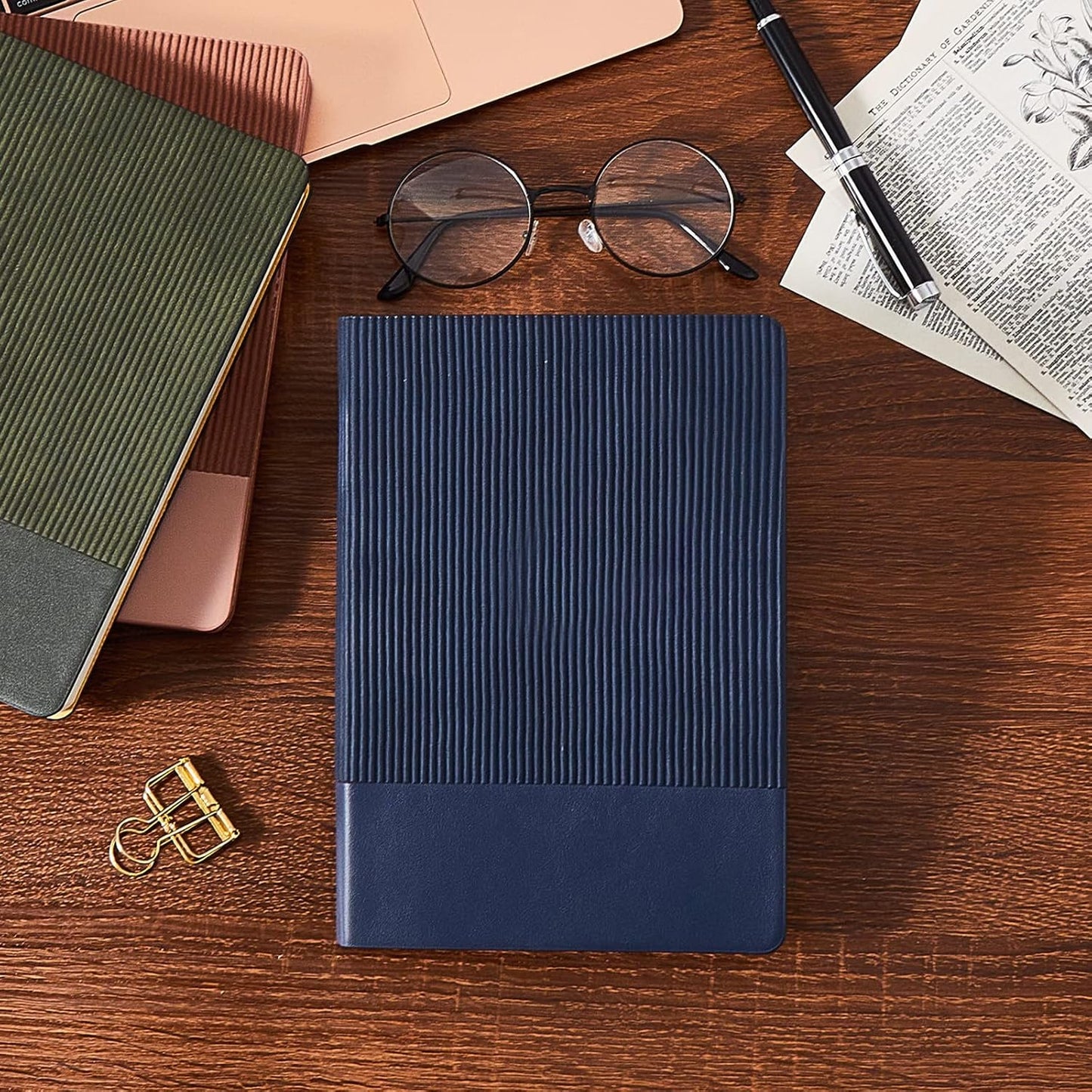 Skiennix Lined Journal Notebook - A5 PU Leather Daily Writing Journal | 216 Pages, Dark Green