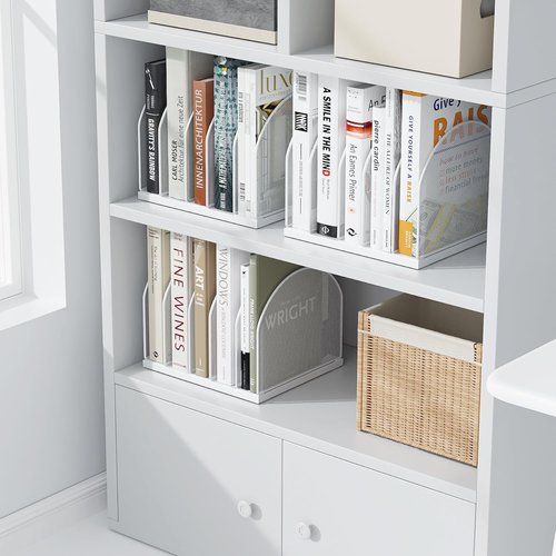 Gianotter Desktop File Organizer - 5-Compartment Desk Organizer for Office Supplies | White Upright Style