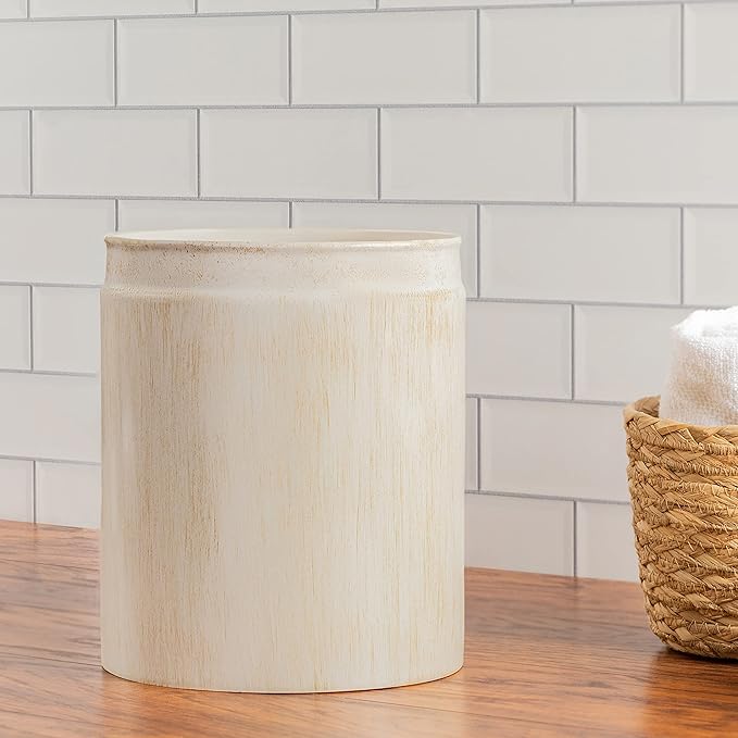 Creative Scents Rustic Luxe Small Bathroom Trash Can 1.53 Gal / 5.8L - Oval Bathroom Garbage Can Bin for Modern Farmhouse Decor - Small Waste Basket for Bathroom and Bedroom
