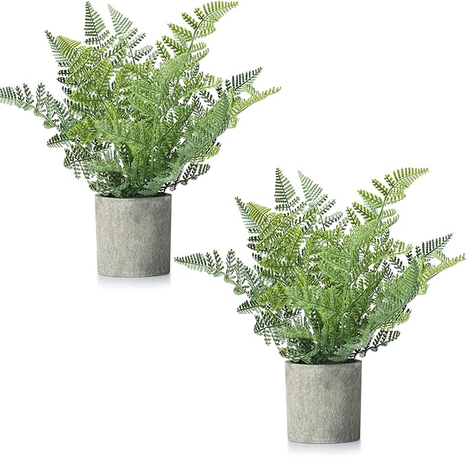 2 Pack Small Fake Plants Potted Artificial Plants Indoor for Home Decor Office Room Farmhouse Indoor Table Bathroom Decor