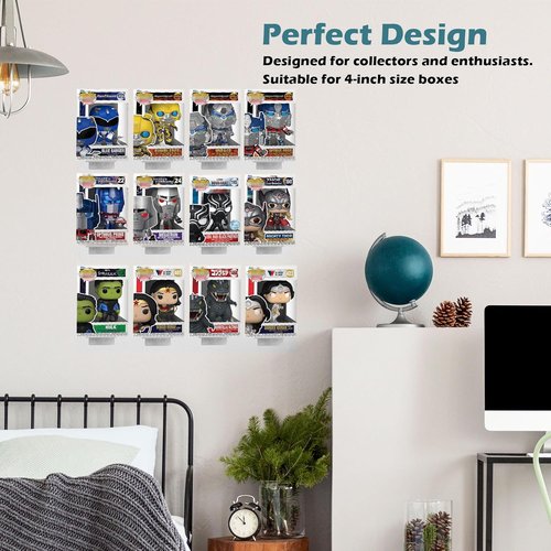 Clear Acrylic Shelf - 12 Pack Wall Display for Funko Pop Boxes & Collectible Action Figures