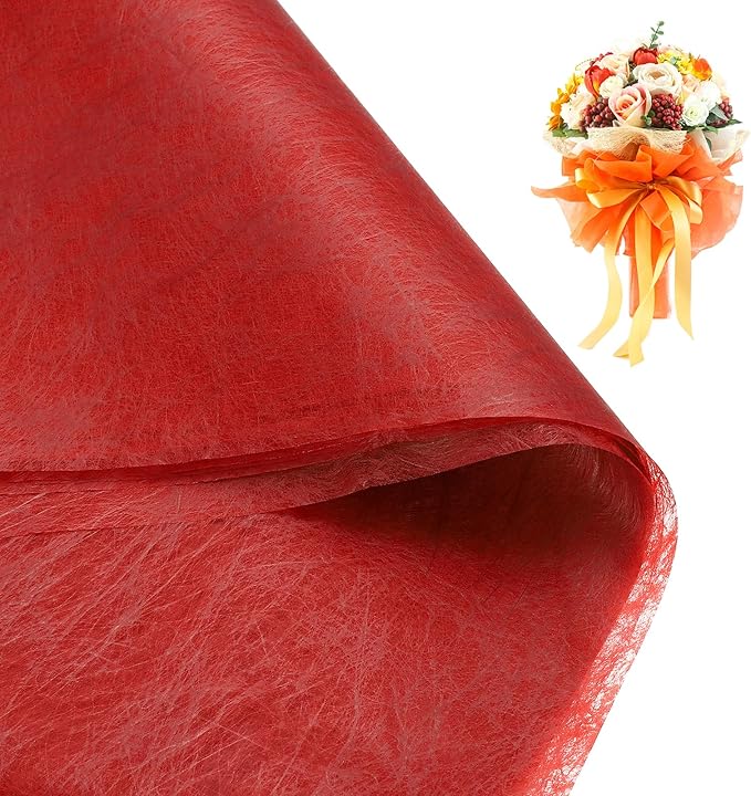 PATIKIL Flower Wrapping Paper 29.5 Ft x 22.8 Inch, Cotton Wrapping Flower Paper Tissue Paper for Flower Bouquet Gift Wrapping Valentine's Day Graduation Gift Floral Wrap, Wine Red