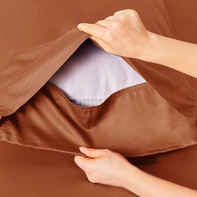 Bedsure Cooling Sheets Twin XL, Rayon Derived from Bamboo, Breathable & Soft Twin XL Sheet Sets, Deep Pocket Up to 16 Inches, Hotel Luxury Silky Dorm Bedding for Hot Sleepers, Burnt Orange