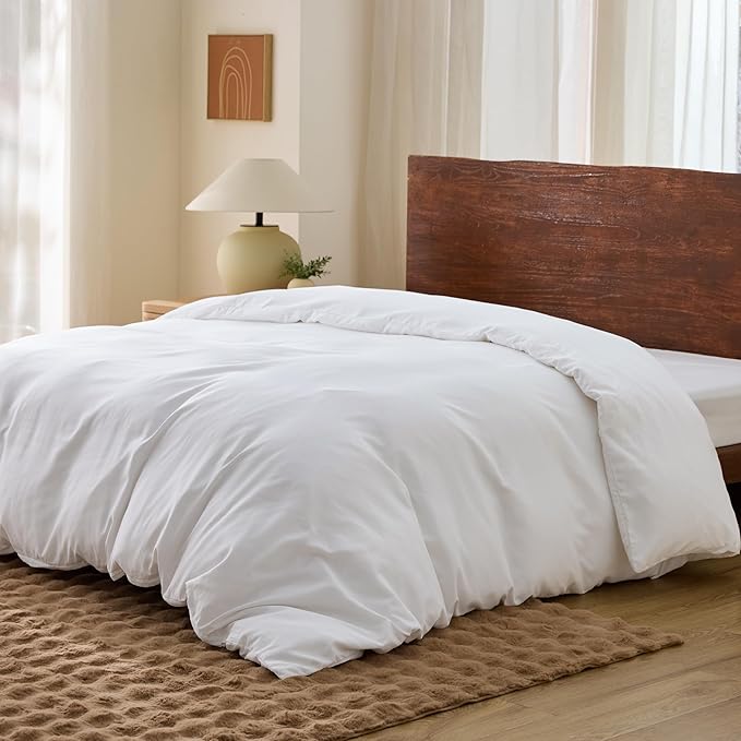 Bedsure Duvet Cover King Size - Only Includes 1 Duvet Cover (104"x90"), Hotel Luxury Soft Double Brushed All Season Bedding for Kids & Adults, Zipper Closure, NO Comforter, White