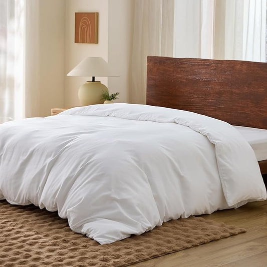 Bedsure Duvet Cover King Size - Only Includes 1 Duvet Cover (104"x90"), Hotel Luxury Soft Double Brushed All Season Bedding for Kids & Adults, Zipper Closure, NO Comforter, White