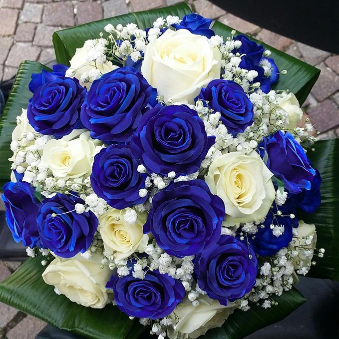 50pcs Artificial Roses Flowers in Bulk,Realistic Silk Fake Rose with Long Stem for Wedding Centerpieces Bouquet Party Floral Arrangement Home Decoration(Royal Blue)