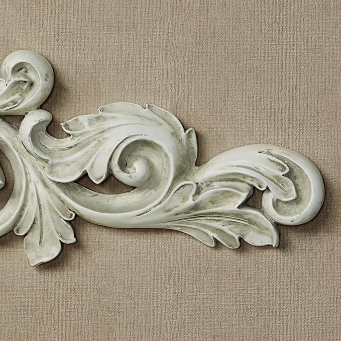 Touch of Class Antique White Wall Topper | Decorative Resin Acanthus Leaf Design | Ornate Vintage Wall Accent for Mirrors, Doorways, or Artwork | Traditional Home Decor | 25 Inch