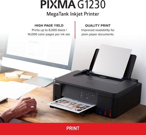 Canon PIXMA G1230 - MegaTank Inkjet Printer with High-Volume Printing | USB Required