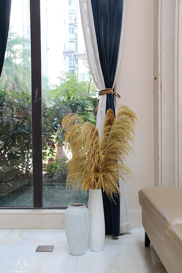 Pampas Grass Decor Tall,Long Pampas, Large Pompas Floral, Elegant Feather Flowers for Wedding Decorations, Living Room Decor (Natural Gold, 4pcs 43.3"(110cm))