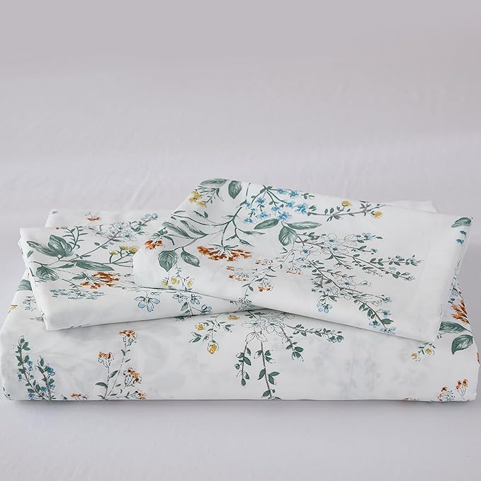 100% Cotton Duvet Cover Sets Queen Size Garden Chic Floral Duvet Cover with Zipper Closure Botanical Coquette Bedding Set Ultra Soft & Breathable