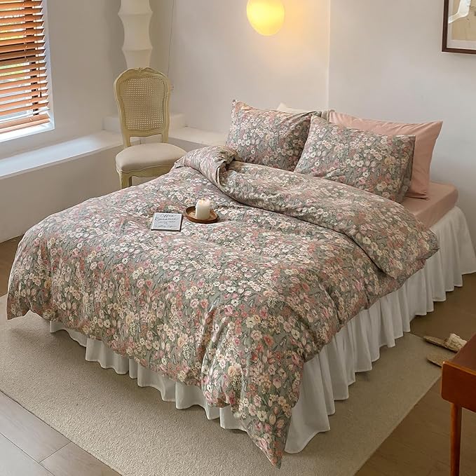 HighBuy King Size Comforter Set Multi Color Lightweight Floral Bedding Comforters with 2 Pillowcases All Season Fluffy Boho Chic Comforter Set King Size,Gift for Family