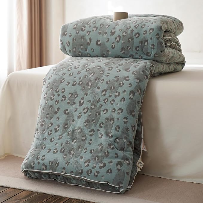 HighBuy Muslin Cotton Comforter Set Full Size Leopard Print Bedding Comforter with 2 Pillowcases Sexy Luxury Cheetah Pattern Comforter Set for Teen Men Room Decor,Breathable,Ultra Soft