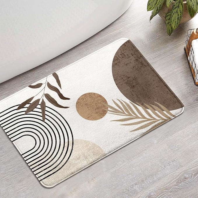 Bathroom Rugs Non-Slip Boho Bath Mat, Small Cute Bath Mat Soft Washable Bathmat Shower Rug for Bathtub Boho Decor