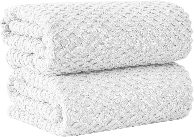 Great Bay Home Oversized Bath Sheets - 100% Cotton 2 Pack 68x35 Extra Large Towel - Absorbent, Durable, Quick-Dry Towels for Bathroom (Optic White)