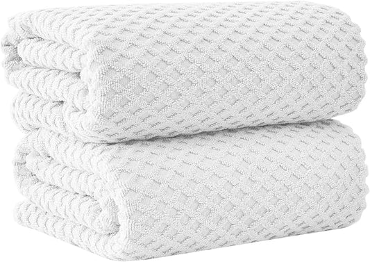 Great Bay Home Oversized Bath Sheets - 100% Cotton 2 Pack 68x35 Extra Large Towel - Absorbent, Durable, Quick-Dry Towels for Bathroom (Optic White)