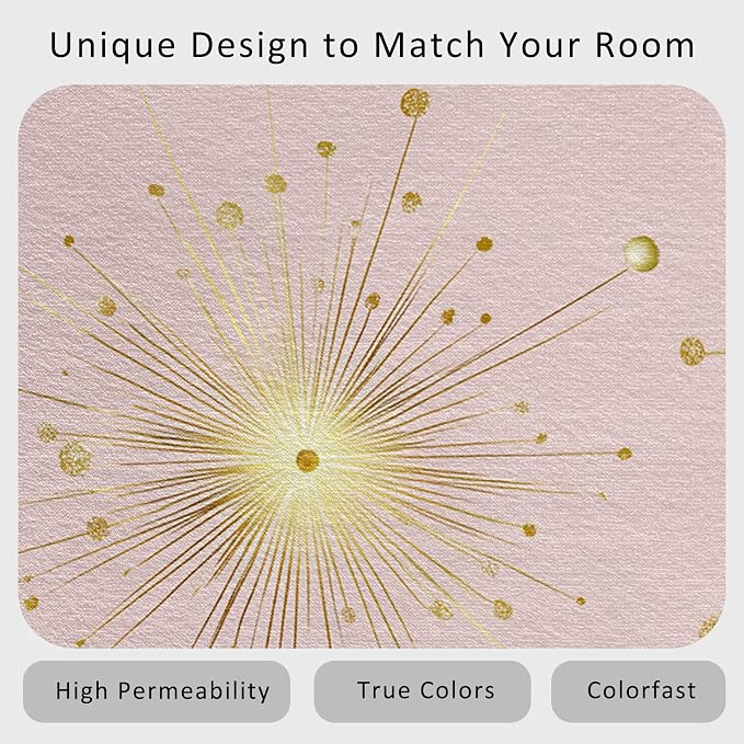 Starburst Rug 3x5 Mid Century Modern Retro Star Pattern Area Rugs for Living Room, Bedroom, Starburst Home Decor Accessories Indoor Carpet, Non Slip & Machine Washable