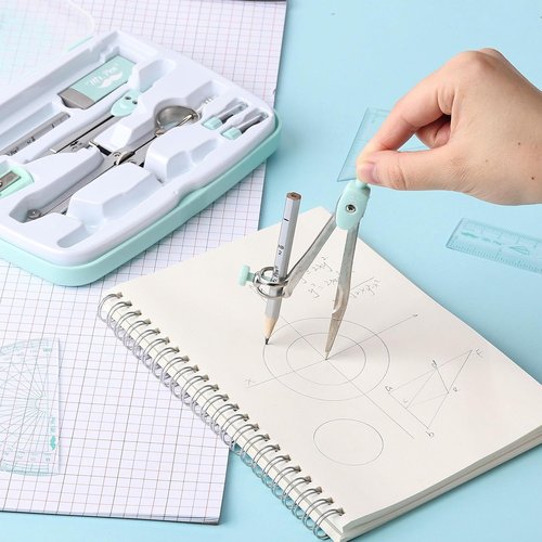 Mr. Pen Geometry Set - 13-Piece Kit with Metal Compasses, Protractor, Ruler & More for Math & Drafting