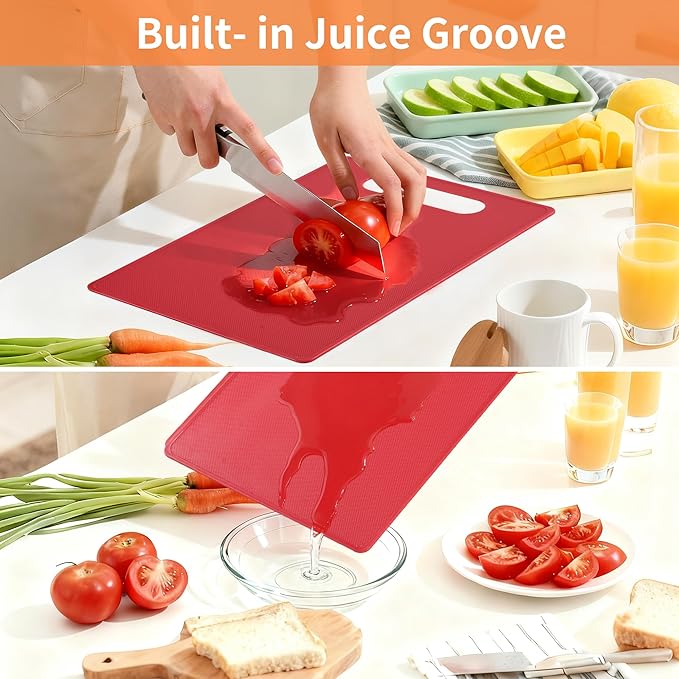 Premium Plastic Cutting Board Set – 3-Pack BPA-Free, Reversible, Easy to Clean, Durable and Lightweight – Ideal for Meat, Vegetables, and Seafood – 14 x 10 inch, Kitchen Essential