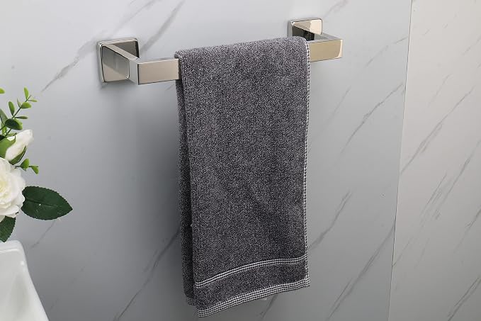 TocTen Bath Towel Rack - Square Base Thicken SUS304 Stainless Steel Towel Bar for Bathroom, Bathroom Accessories Towel Rod Heavy Duty Wall Mounted Towel Holder. (Chrome, 12)