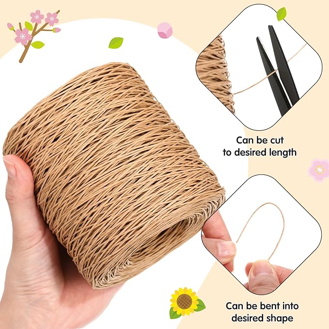 Syhood 1345 Feet Floral Vine Bind Wire Rustic Wrapping Wire for Flower Bouquets(Light Coffee)