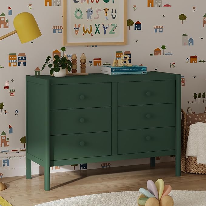 Davinci Birdie 6-Drawer Dresser in Forest Green, GREENGUARD Gold Certified