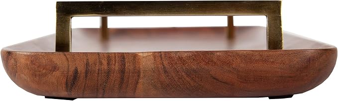 Kate and Laurel Cantwell Mid-Century Modern Wood Tray, 18 x 8, Walnut Brown, Decorative Tray for Serving, Storage and Display