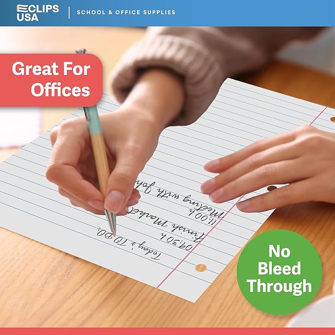Loose Leaf Paper College Ruled Notebook Paper College Ruled Lined Writing Filler Paper 10.5” x 8” 900 Sheets 150 Sheets Per Pack 60 gsm (6 Pack)