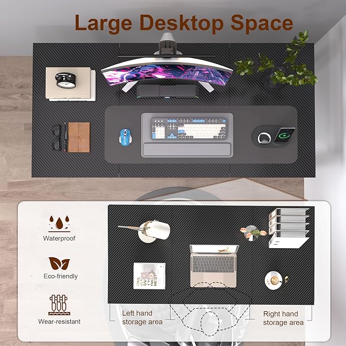 Computer Desk, 47 Inch Home Office Desks, Office Desk for Gaming Writing Study Work, Study Table with Large Legroom, Computer Desk with Metal Frame, Modern Simple Home Office Desk for Bedroom