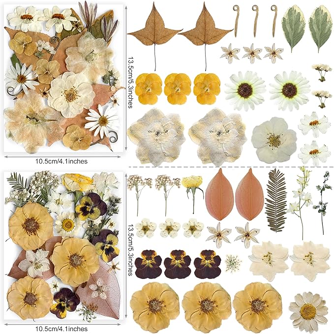 148PCS Dried Pressed Flowers for Resin Craft - YouthBro Real Nature Flowers Set with Butterfly Stickers for DIY Jewelry Nail Scrapbook Art Floral Decors Boho