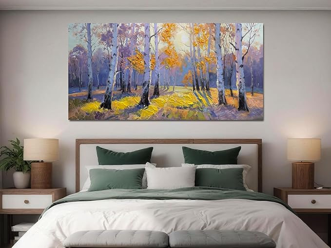 Brushart Forest Canvas Wall Art Nature Extra Large Textured Picture, Painting Wall Decor Living Room Artwork for Walls Bedroom Home Office 58"x29"
