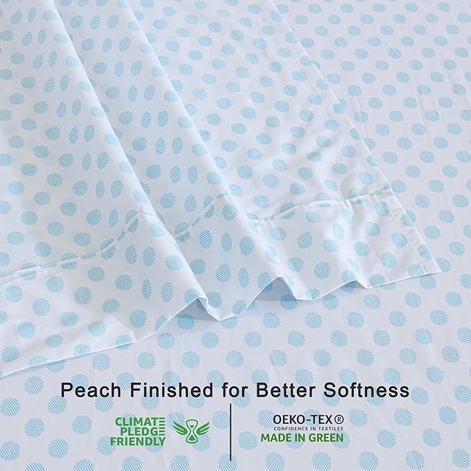 RUVANTI 100% Organic Cotton Sheets Twin XL, Percale Weave, GOTS Certified, 3-Piece Set, Deep Pocket 15", Crisp & Breathable, Soft Durable Bedding, Sábanas Algodón Orgánico – Circle Imprint