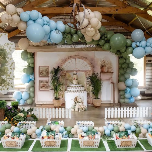 Regine Switzerland 35PCS Latex Balloons - Sage Green & Blue for Baby Shower | Rabbit Theme Party Decor