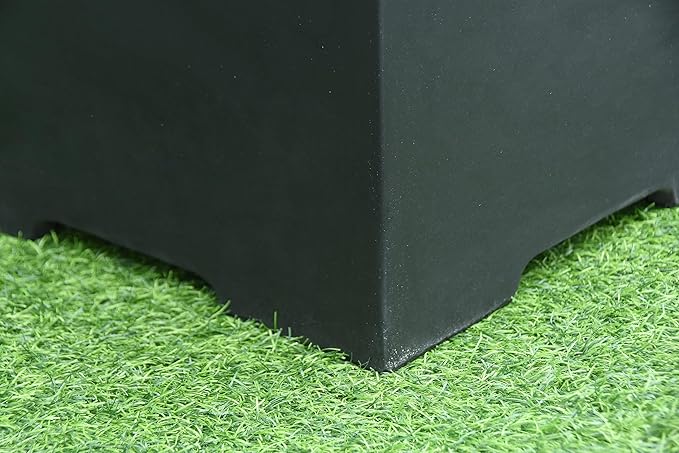 AMS Fireplace | Elementi Square Smooth Black 20 lbs Propane Tank Cover | Concrete GFRC Base | Dimensions: 15.7 x 15.7 x 20 inches | Perfectly Matches with Aurora Fire Pit Table.