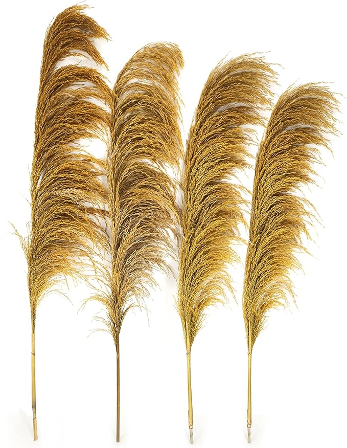 Pampas Grass Decor Tall,Long Pampas, Large Pompas Floral, Elegant Feather Flowers for Wedding Decorations, Living Room Decor (Natural Gold, 8pcs 31.5"(80cm))