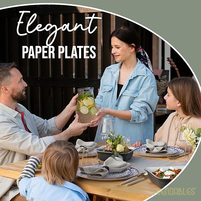 Trendables Heavy Duty Paper Plates Set For 16 Guests - 16 Each Of 8-inch And 10-inch Disposable Plates For Party - Fancy 32 Piece Dinnerware Set For All Occasions | Floral Design, Florentine