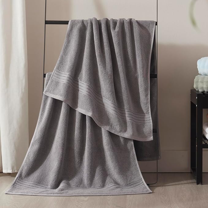COZYART Grey Bath Towel Set 6pcs, Turkish Cotton Bathroom Towel Sets Soft Absorbent and Durable 650 GSM Luxury 6 Pcs with 2 Bath Towels, 2 Hand Towels, 2 Washcloth