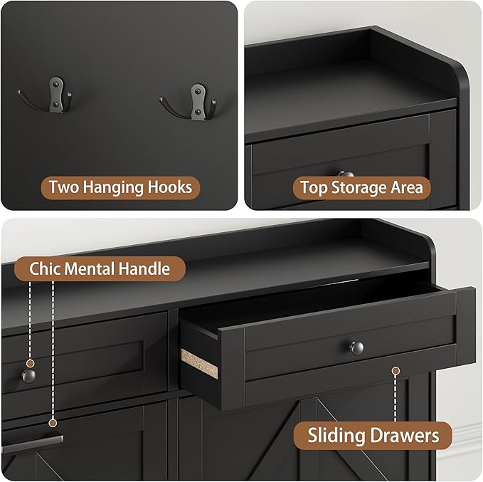 Shoe Cabinet with 4 Flip Drawers & 2 Top Drawers, 43" Tall Freestanding Narrow Wooden Shoe Storage Organizer for Entryway, Hidden Slim Shoe Rack for Front Door Entrance, Hallway, Living Room, Black
