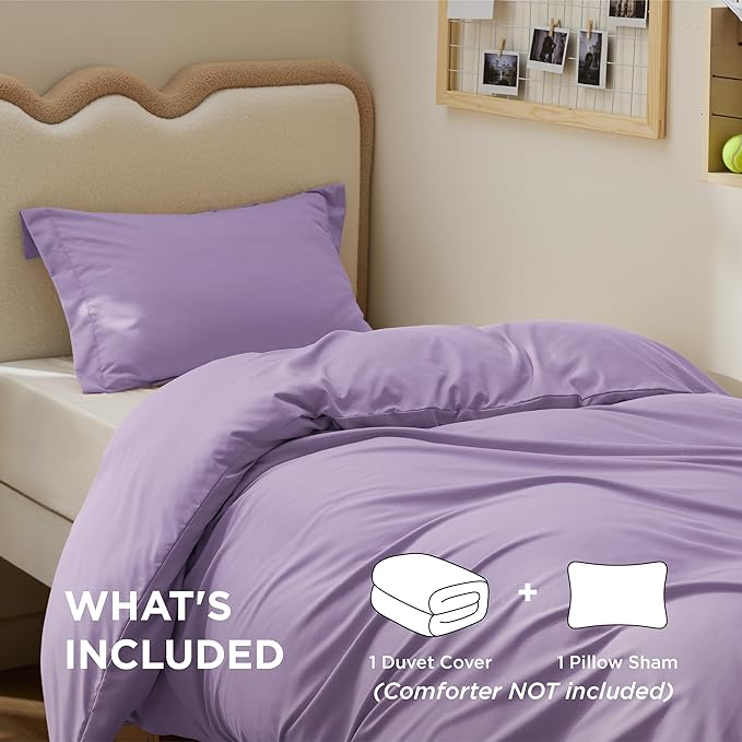 Bedsure Duvet Cover Twin/Twin XL Size - Soft Double Brushed Bedding Set for Kids & Adults, Zipper Closure, 2 Pieces, Includes 1 Duvet Cover (68"x90") & 1 Pillow Sham, NO Comforter, Orchid Bloom
