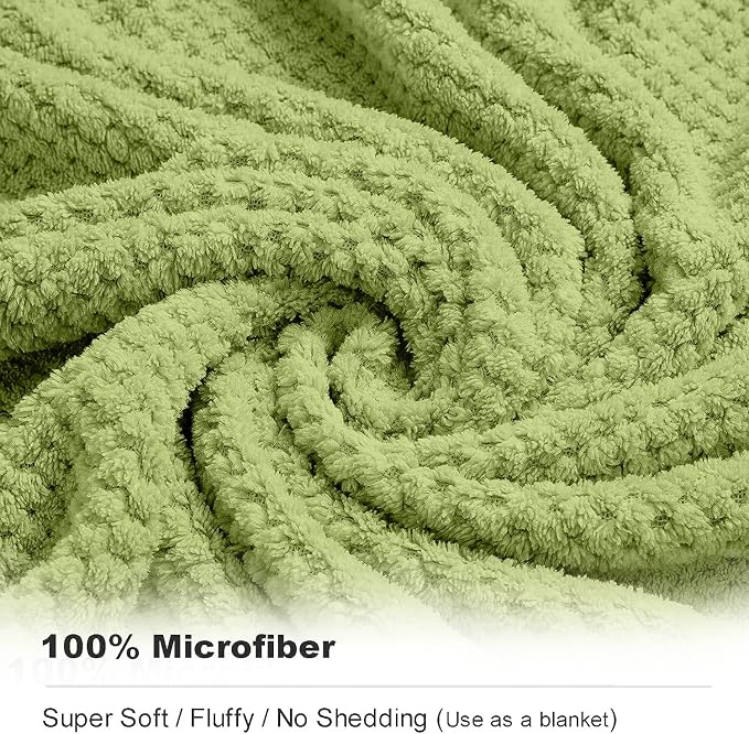 8-Piece Bath Towel Set, 2 Extra Large Bath Towel Sheets, 2 Hand Towels and 4 Washcloths - Highly Absorbent Quick Dry Microfiber,Ultra Soft Towel Set for Bathroom, Waffle Weave, Pack of 8 (Olive)
