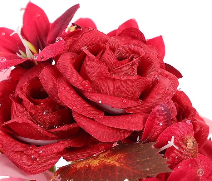 TOYANDONA Vivid Artificial Bouquet Faux Flower Arrangement for Vase Tabletop Decoration Wedding Party Home Decor with Realistic Color and Leaf Texture
