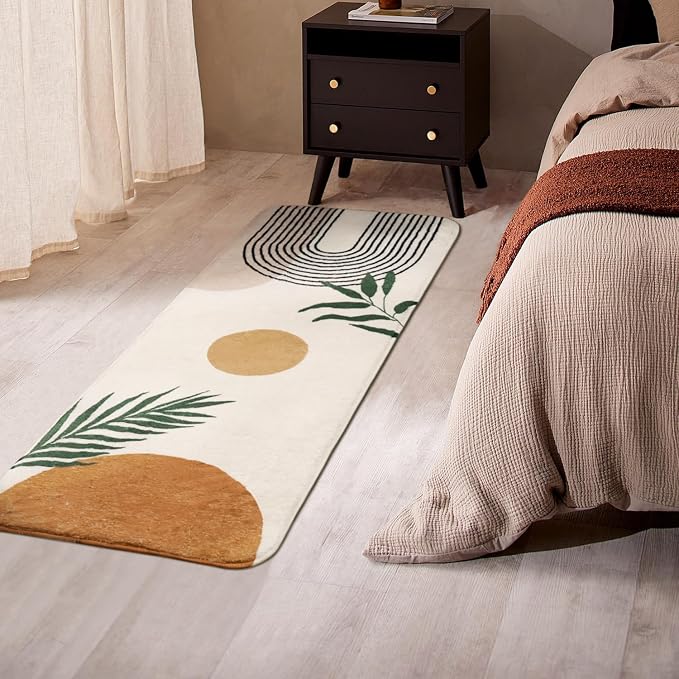 Boho Bathroom Runner Rug Non Slip, Large Long Bathroom Rugs Cute Bath Mat for Bedroom Hallway Kitchen, Soft Washable Shower Rug