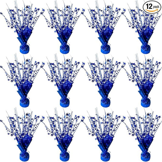 12 Pack Metallic Foil Spray Centerpiece Star Table Decoration Burst Table Centerpieces for Birthday New Years Nye Wedding Anniversary Graduation Holiday Party Supplies Decor, Navy Blue