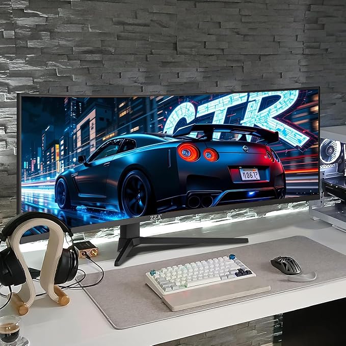ZZA 49 Inch Curved Monitor, 32:9 Dual QHD 5120x1440 Ultrawide Curved Monitor, 120Hz with 1500R Curvature, 120% sRGB, Height Adjustable Stand, HDMI 2.1 & DisplayPort 1.4