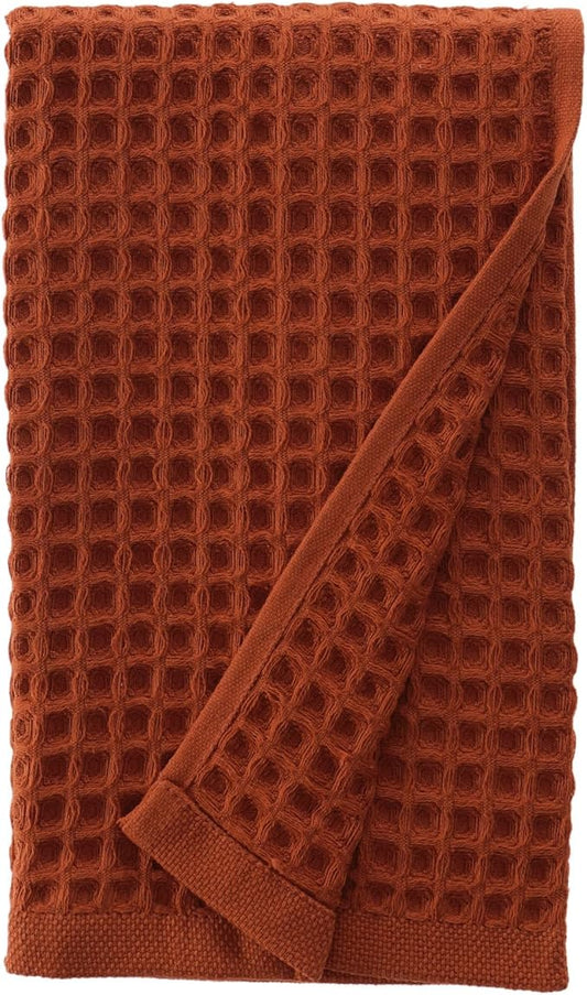 sea me at home Waffle Hand Towel – 100% Turkish Cotton, Quick-Dry, Soft and Absorbent Bathroom Towel (Terra)