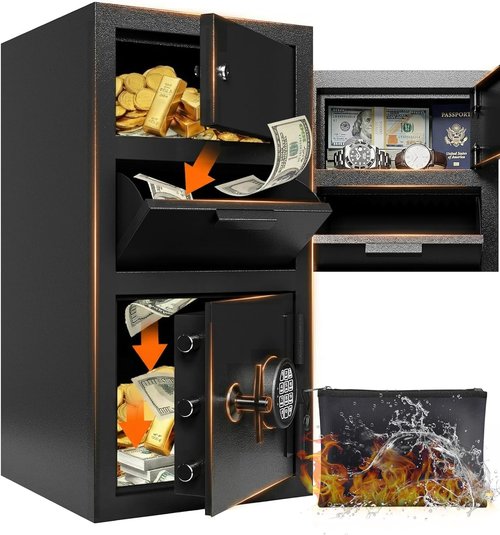 KAER 4.0 Cuft Large Drop Safe Box - Anti-Theft Money Safe with Digital Keypad & Quick Drop Slot | Ideal for Business & Home