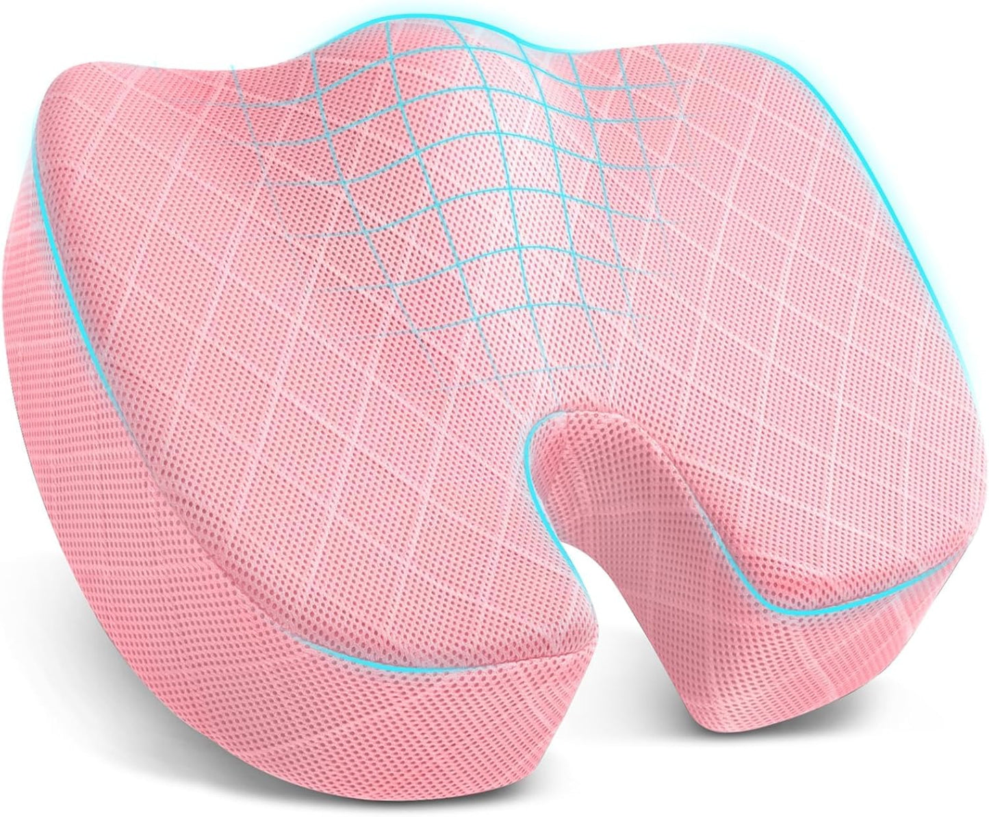TushGuard Memory Foam Seat Cushion - Non-Slip Tailbone Pain Relief Pad for Office & Car | Pink, X-Large