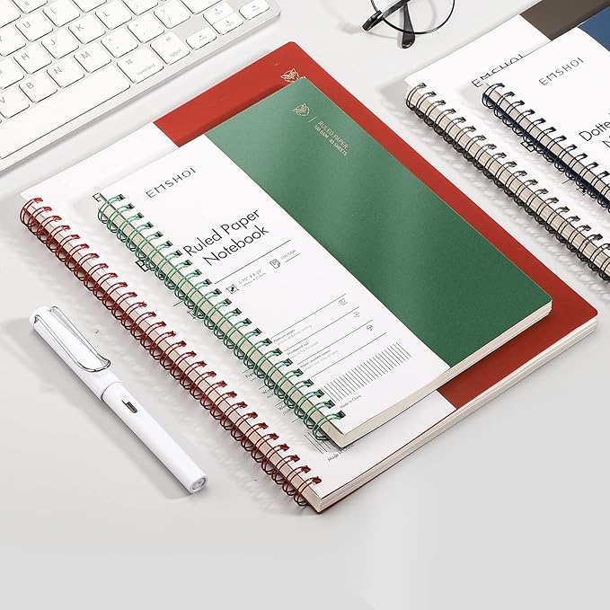 EMSHOI Lined Journal Spiral Notebook 7.48" x 10.15" - 3 Pack 480 Pages 100gsm Thick Paper, B5 Large Notebooks College Ruled, Plastic Hardcover Journals for Writing Women Men Work School Supplies