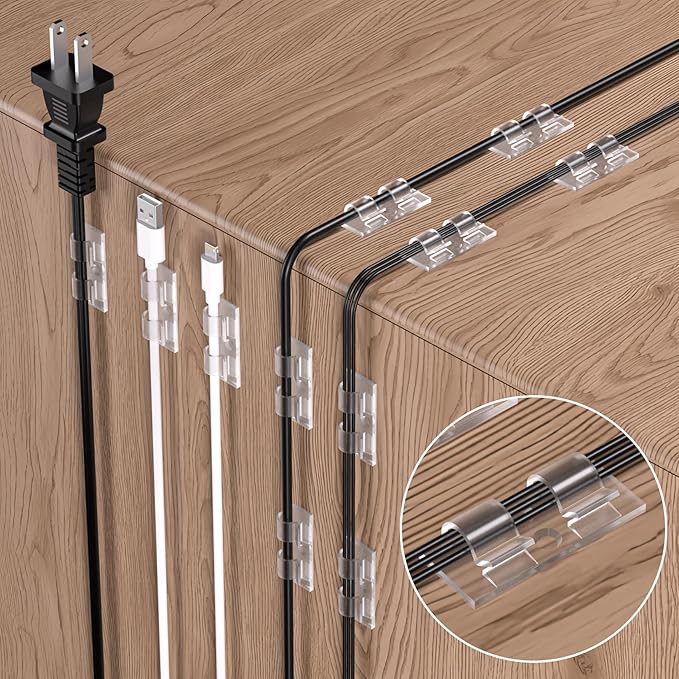 XHF 30PCS Clear Hooks for Outdoor String Lights Clips, Heavy Duty Adhesive wih Holes and Screws, for Hanging Christmas Lighting