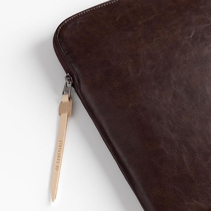 Comfyable Leather Laptop Sleeve Compatible with 16 Inch MacBook Pro M4 2024 & 15 Inch MacBook Air M4 M3 M2 2025, Briarwood